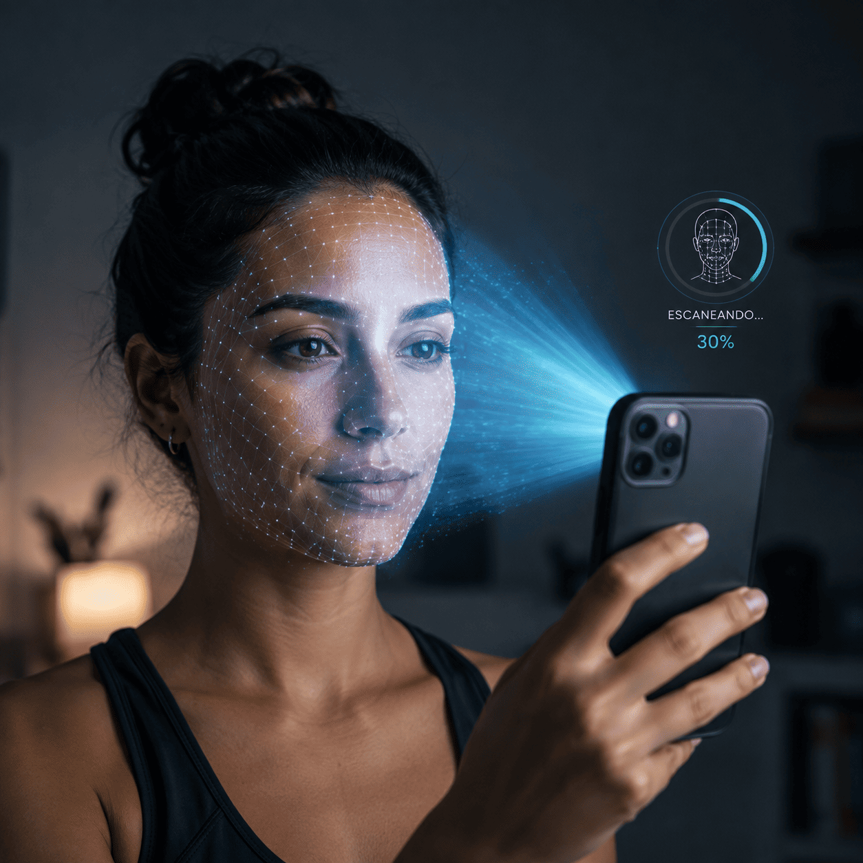 Mujer utilizando Scan de Salud en su celular