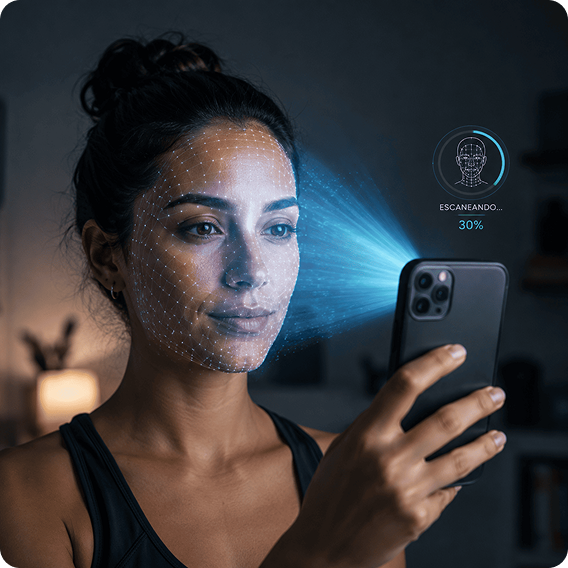 Mujer realizando un Scan de Salud desde su celular